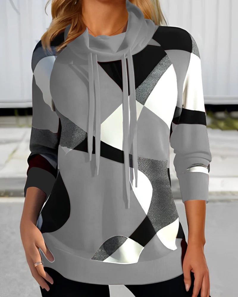 Carlene - Geometric Print Hoodie