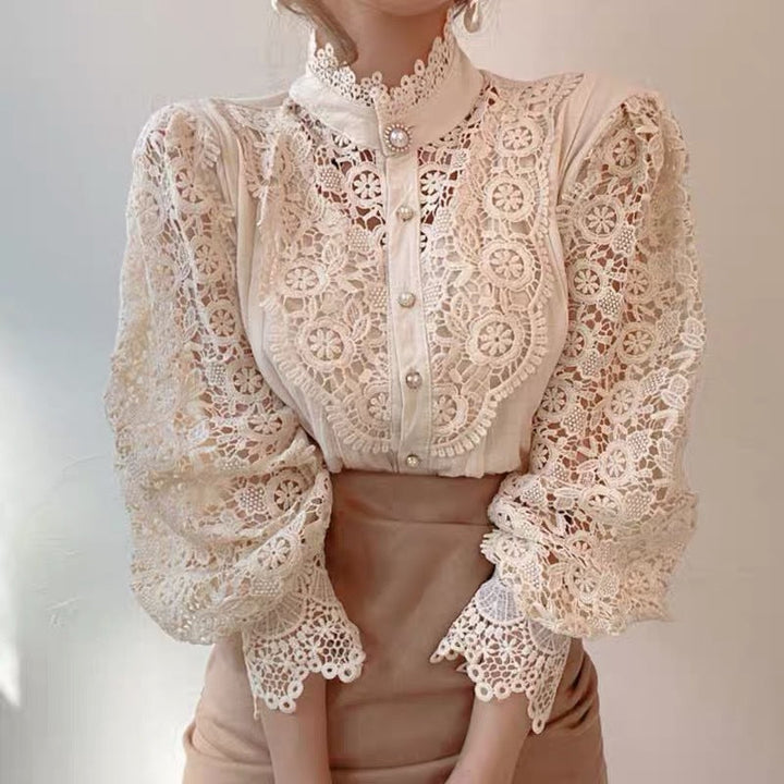 Naina - Long Sleeve Shirt with Lace and Coupling