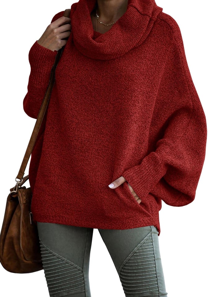 Dayana - Cowl Neck Pullover Sweaters with Pockets