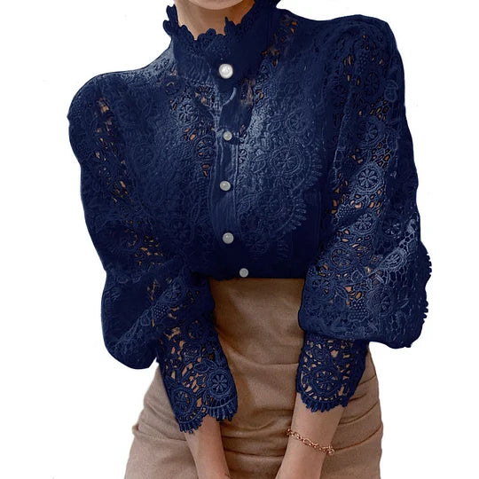 Naina - Long Sleeve Shirt with Lace and Coupling