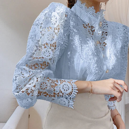 Naina - Long Sleeve Shirt with Lace and Coupling