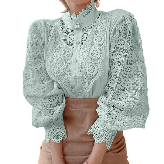 Naina - Long Sleeve Shirt with Lace and Coupling