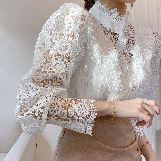 Naina - Long Sleeve Shirt with Lace and Coupling